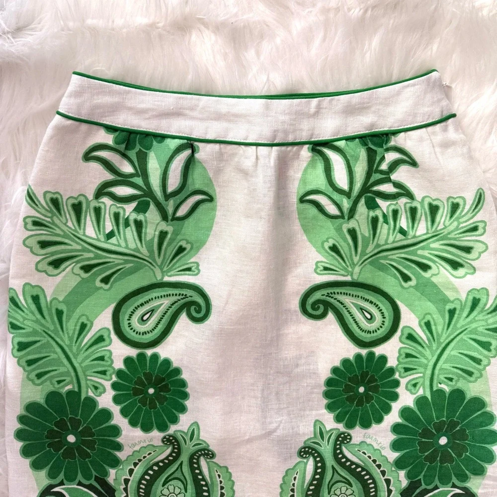 FARM Rio Color Festival Linen Midi Skirt, Green, NWT 🇧🇷 - Picture 9 of 16
